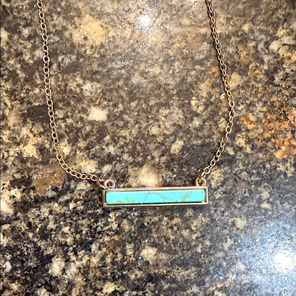 Gold and Turquoise Bar Necklace